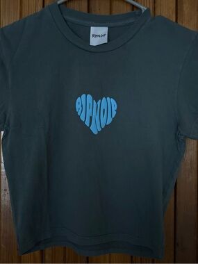 Ripndip Dark Gray Crop Tee with Blue Heart Logo